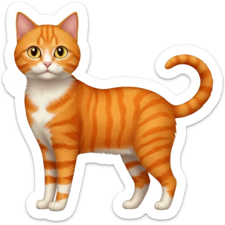 full body orange domestic shorthair slim cat with yellow/orange eyes  sticker