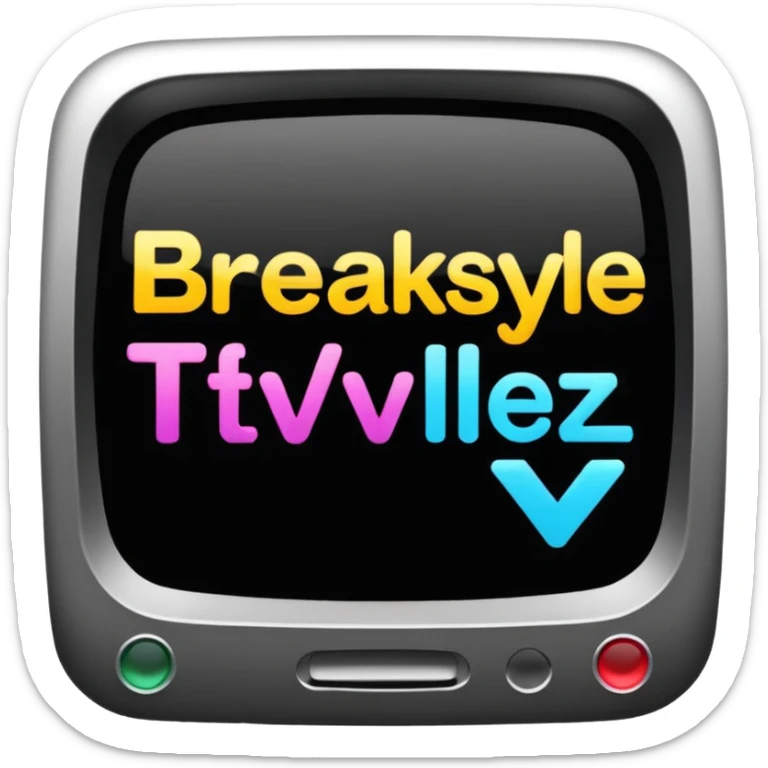 un gif texte qui défile  "BREAKSTYLEZ TV"  change de couleur sur fond noir sticker