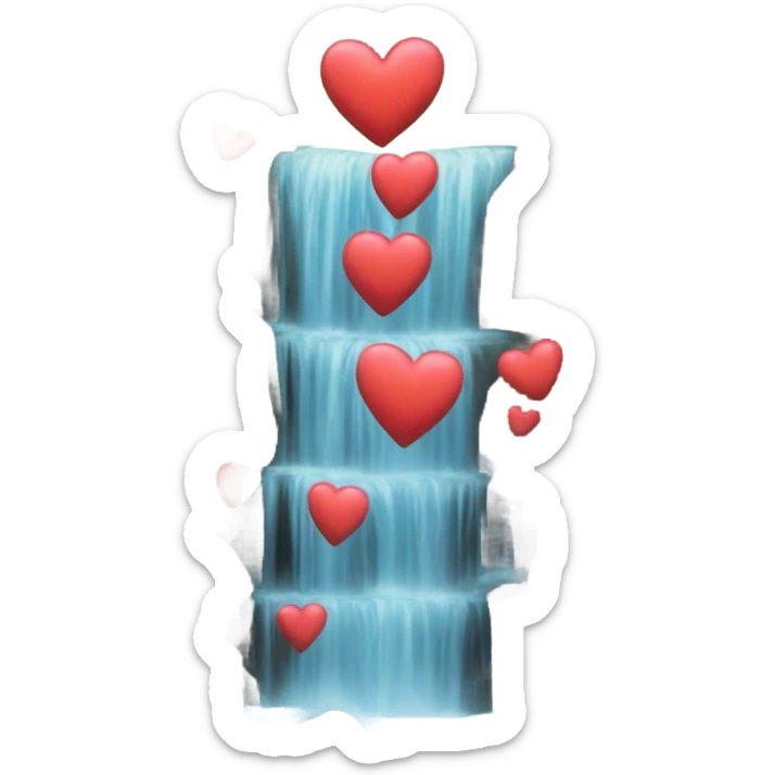 A waterfall but instead of water it’s a bunch of hearts  sticker