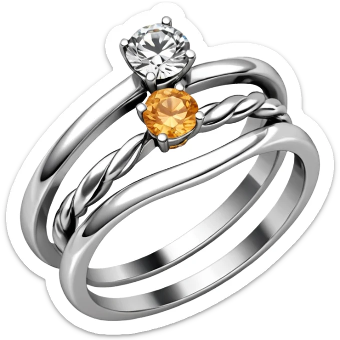 Diamond ring 💍 2 rings  twist with each other like engagement rings for man and women sticker