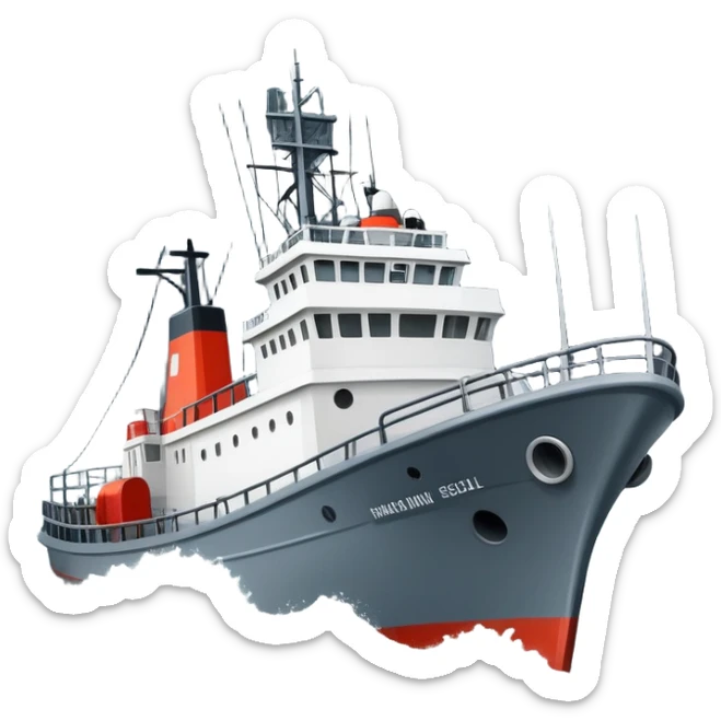 Russian marine geology research vessel in stormy rough seas with large waves sticker