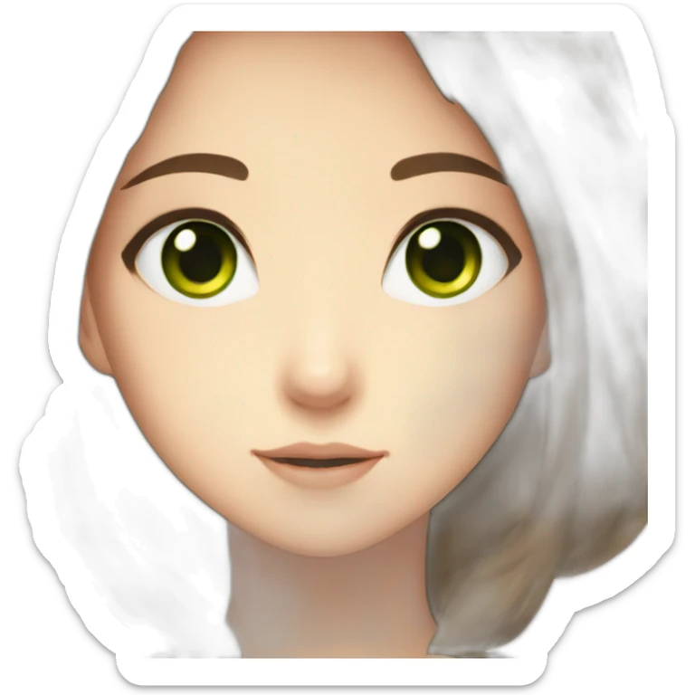 anime girl with brown hair and green eyes sticker