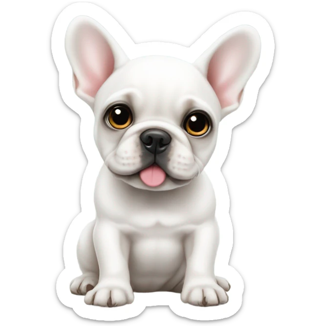 Cute white French bulldog puppy with big eyes sticker
