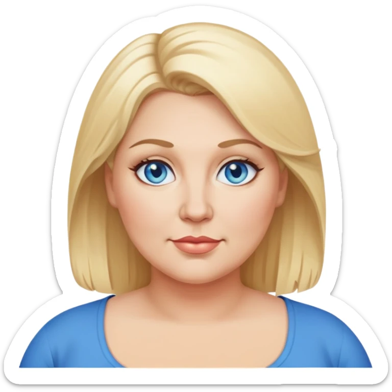 A middle aged plus size woman with blonde hair and blue eyes sticker