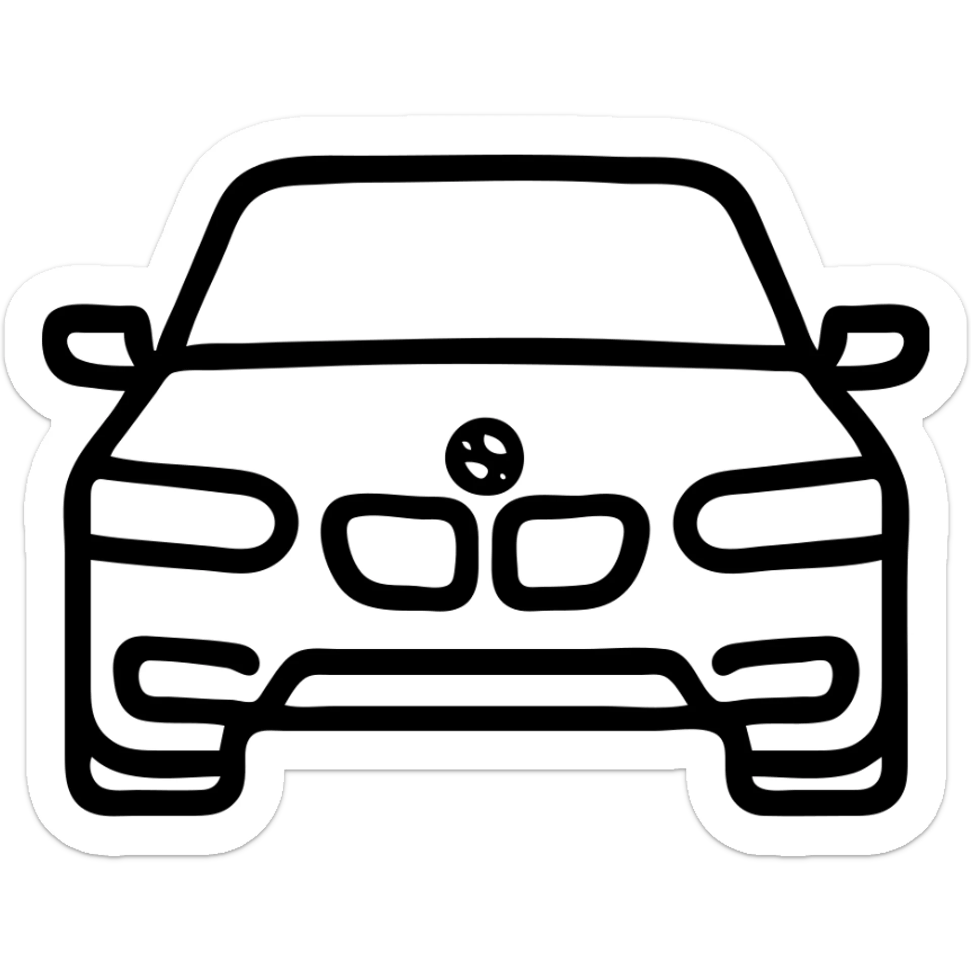 black BMW car, clean and iconic, suitable for an emoji or icon, no background sticker