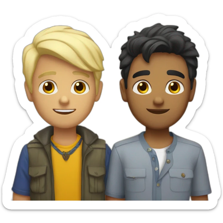 gay indian boy with his white blonde moldovan boyfriend sticker