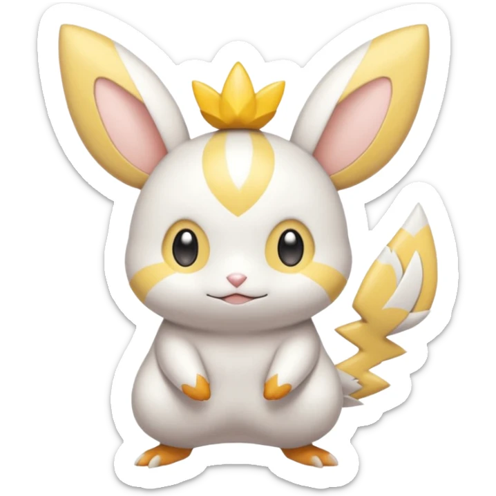 Shiny Pastel Light Pale Divine Angelic Epic Legendary Realistic Whitish Emolga-Victini-Pichu-Dedenne-Togedemaru-fusion sticker