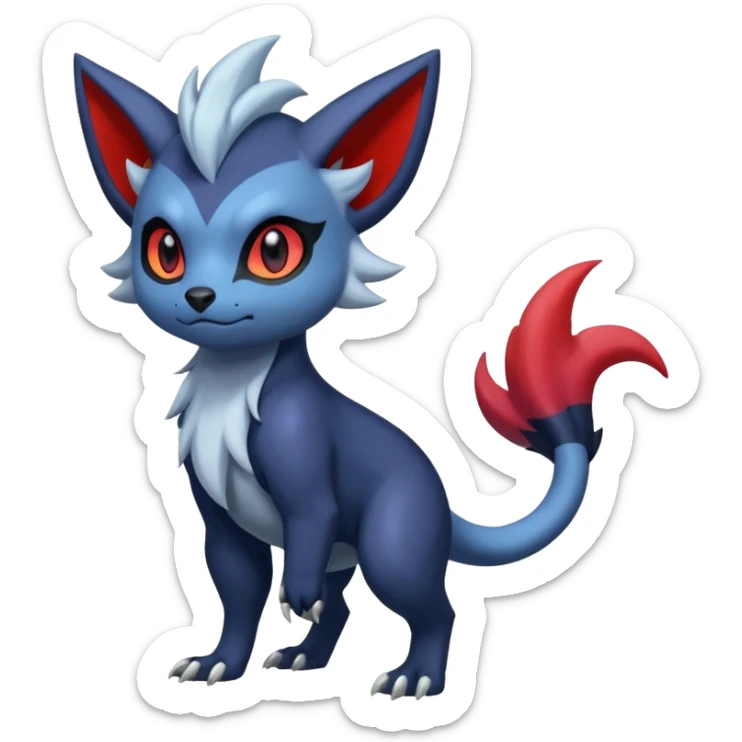 Exotic colorful cool handsome elemental exotic Zorua-Absol-Salandit-fusion (full body) sticker