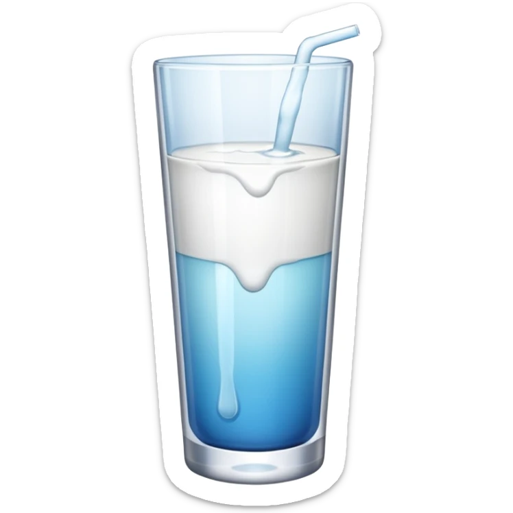 the drink is white, the glass is narrow and tall and There is only white liquid inside,photo realistic sticker