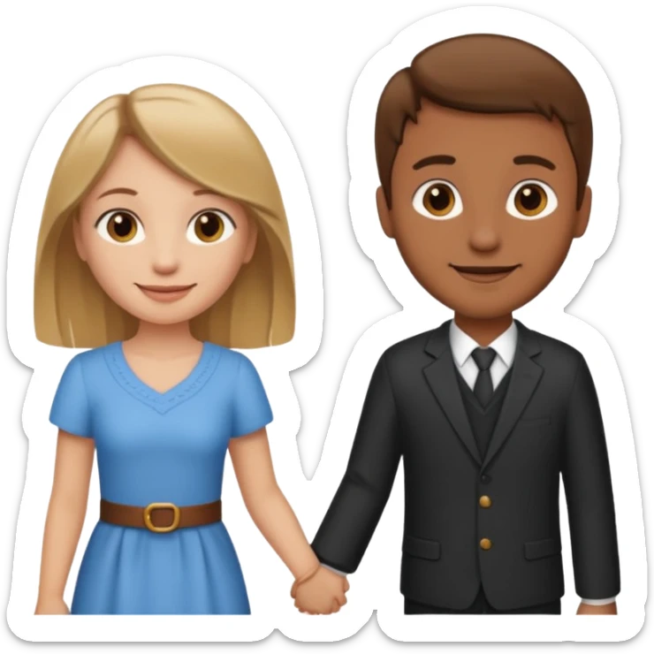 dark blonde girl and brown hair man holding hands sticker