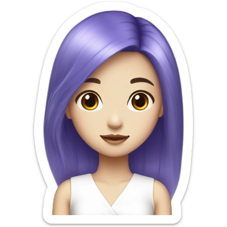 Blue purple hair white dress Asian girl sticker