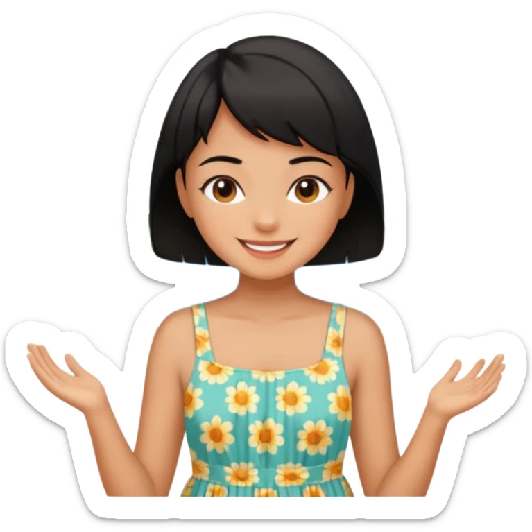 Black short hair girl enjoy in summer  sticker