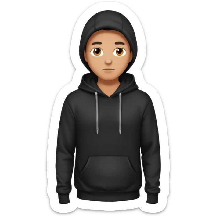 fullbody Mysterious man in black hoodie, hands in pockets sticker