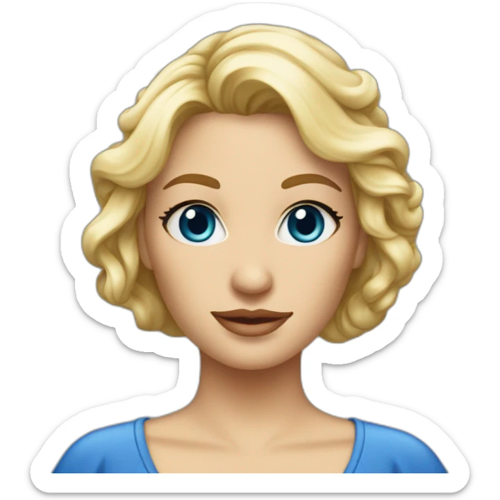 une femme blonde aux yeux bleus avec la robe sticker