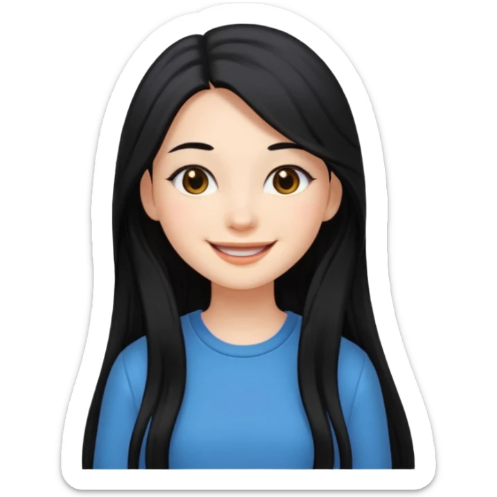 Girl with black and long hair with aesthetic clothes  sticker
