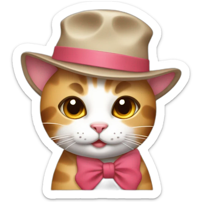 Kawaii cat artist in hat with palette and brush so it can be used as a mouse cursor sticker