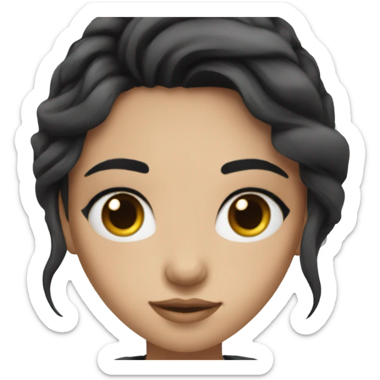 girl with fair skin and makeup with long black hair and brown eyes  sticker
