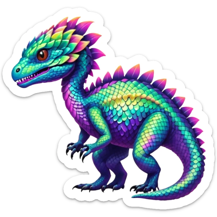 An exotic scaly neon tropical animalistic fantasy edgy badass cool realistic unique bizarre eccentric Fakémon-creature (full body) sticker