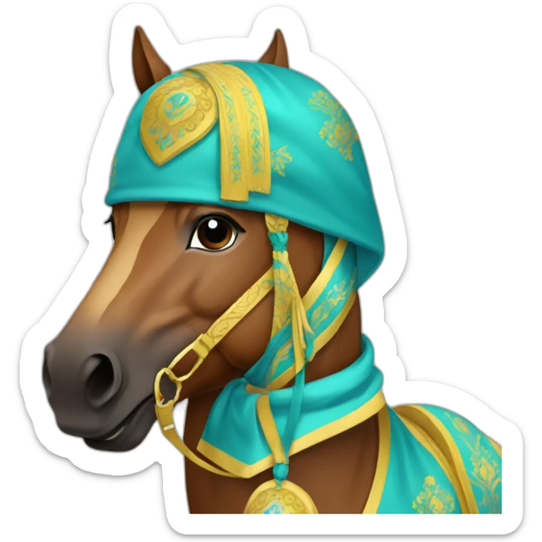Kazakh with Kazakh clothes in a horse sticker