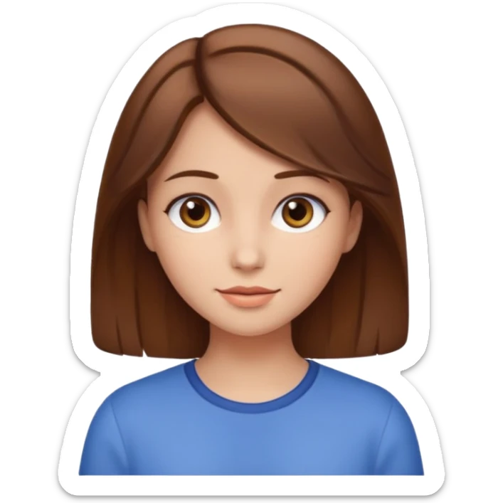 Girl with brown hair and soft skin and pretty face sticker