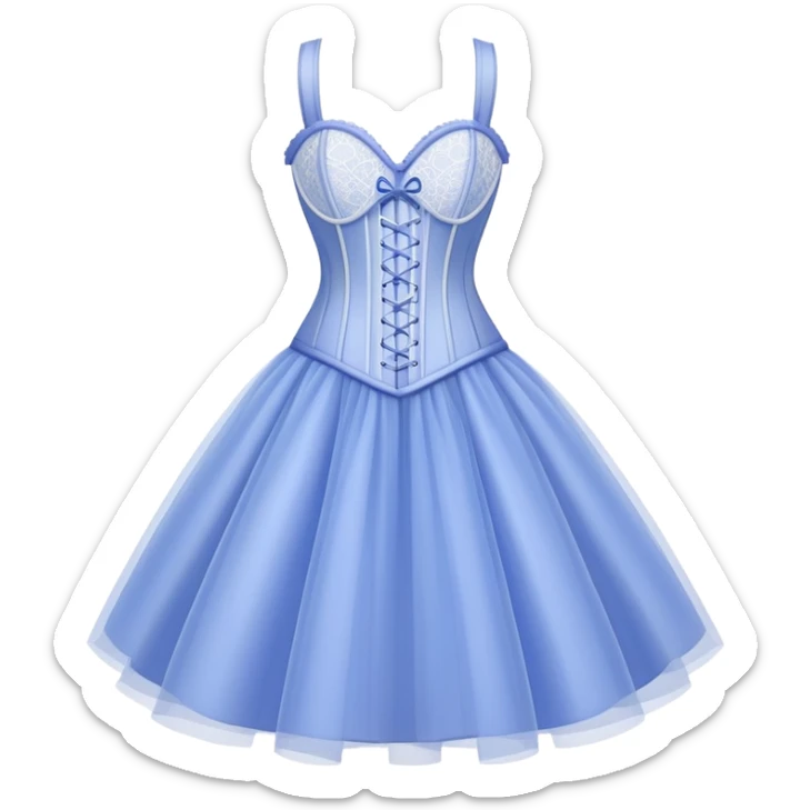 periwinkle and white corset dress, feminine, lace and tulle sticker