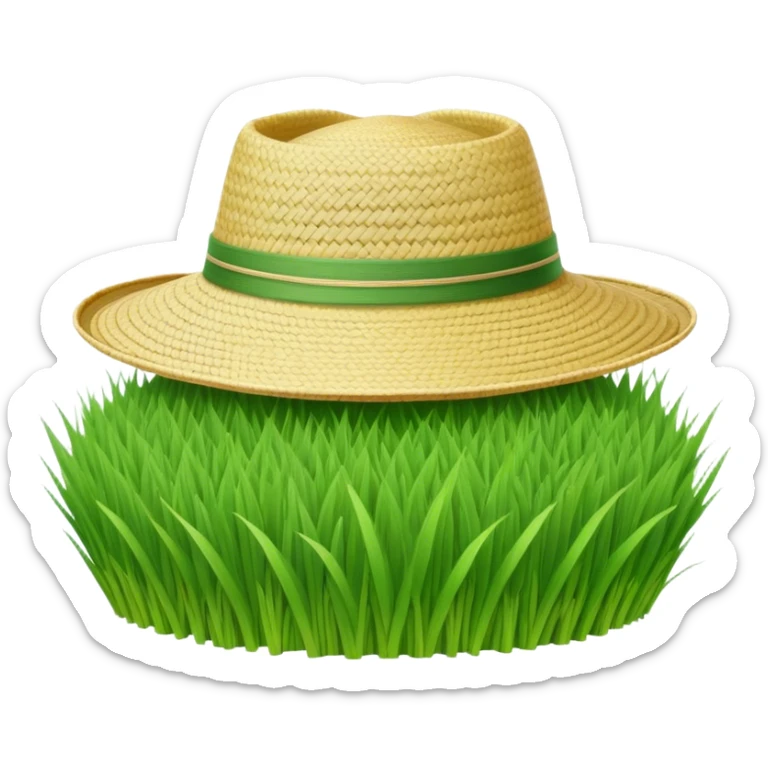 Cinematic Realistic image of a traditional rice farmer's hat, crafted from woven natural fibers with delicate texture details, set against a lush backdrop of vibrant green rice paddies under gentle, early morning light that evokes rural tradition. sticker