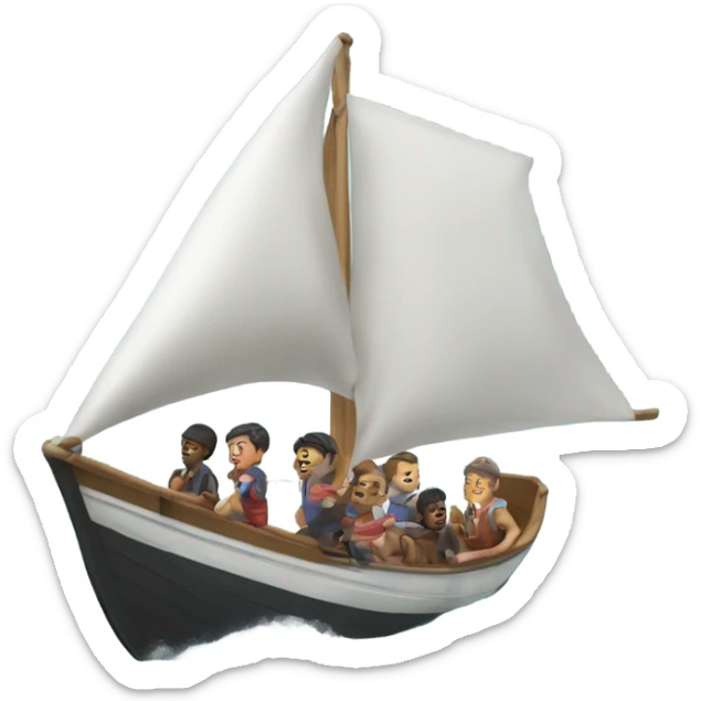 A boat sailing, whose name is Pelotari, carries many people and there are many waves￼ sticker