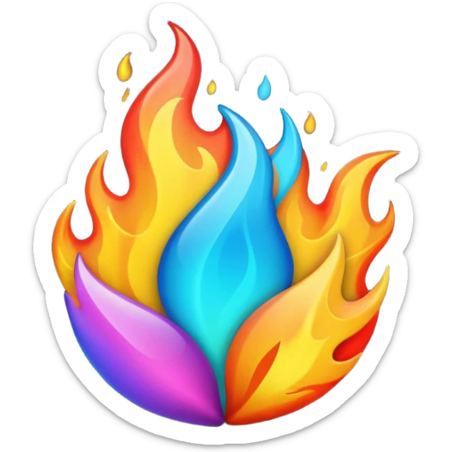 Flame illustrated in a playful and vibrant matte glass style, representing the fun and exciting aspects of the app firecrawl sticker