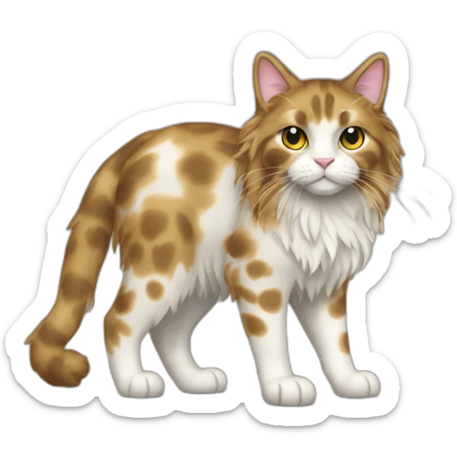 Full body Mottled coloured cat long hair 3 legs full body sticker