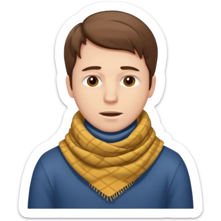 Sore throat for white brown hair guy
No fever - scarf sticker