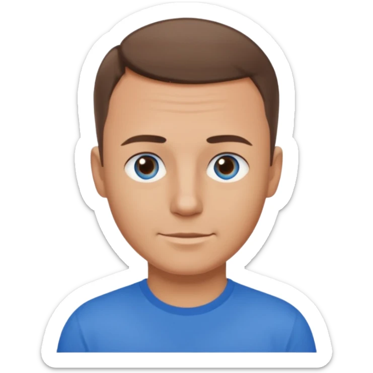 dad with very short shaved brown hair and blue eyes emoji sticker
