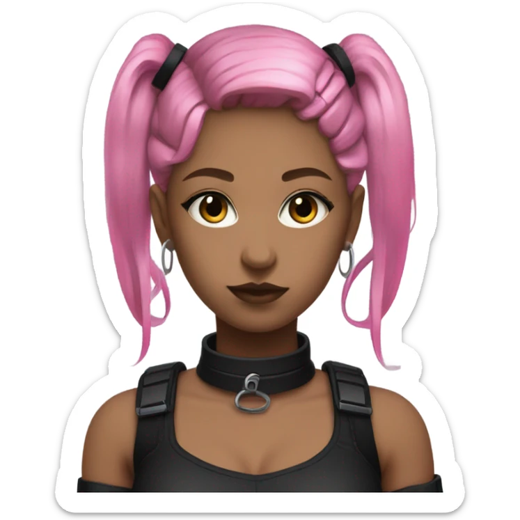 cyberpunk girl, pink twintails, black collar, black crop top sticker
