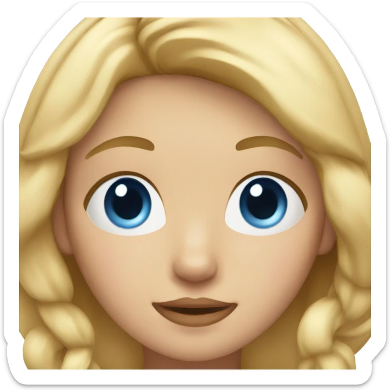 girl with blond hair blue eyes and a cat on her head sticker