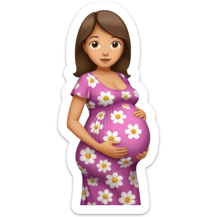 heavily pregnant woman with very very large overdue  quadruplets belly sticker