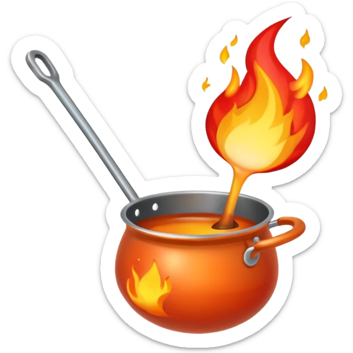 Un cucharón con una llama de fuego por debajo sticker