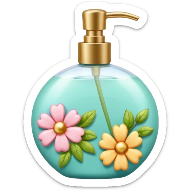 Colorful shiny glossy soft smooth Pastel soap perfume cocktail bomb bar spray bottle lotion cream jar ceramic pottery pot flowery floral item aesthetic decoration room thing  sticker