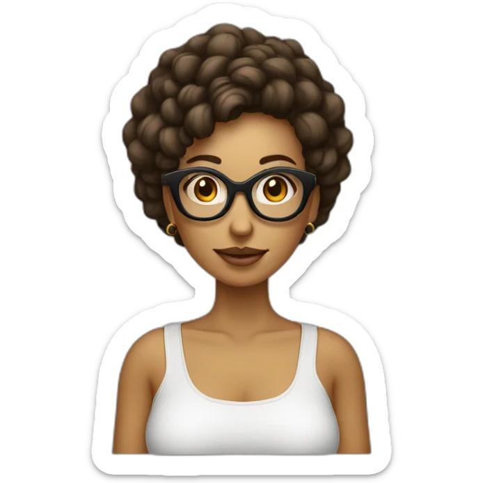 mujer con lentes con el cabello corto y rapado en la nuca con piercing en la nariz sticker