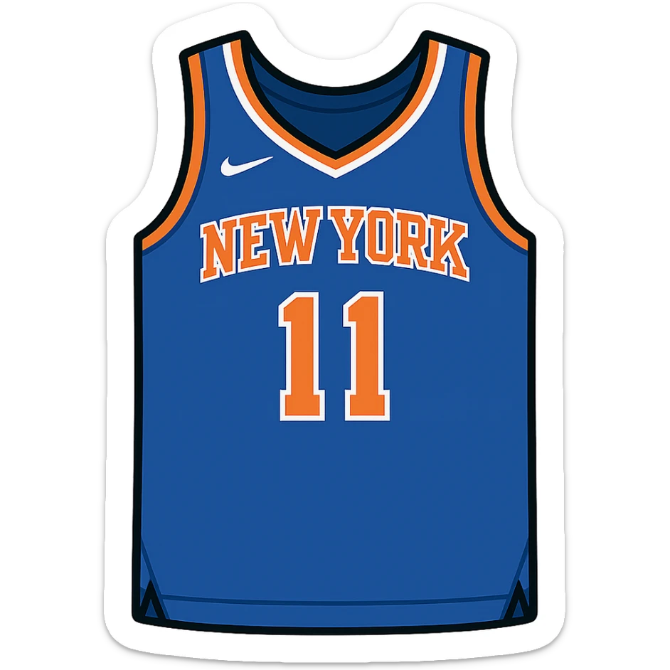 flat toon style new york knicks basketball jersey featuring the number 11 sticker