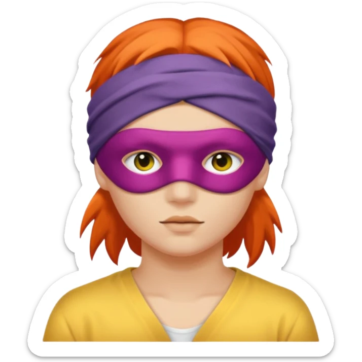 Blindfold person with different colors of hair. No trusting games with people blindfolded behind steering wheel sticker