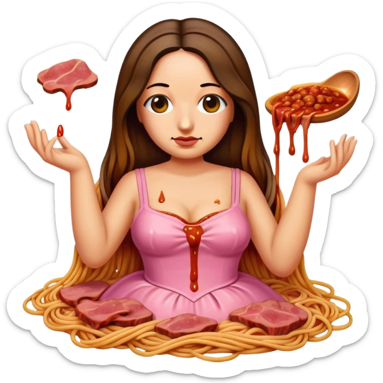  SPAM meat melted pink dripping sauce spaghetti dress monalisa portrait sticker