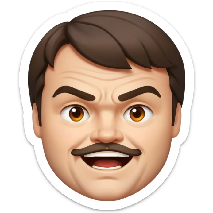 realistic emoji of Jack Black, energetic expression, natural skin tones sticker