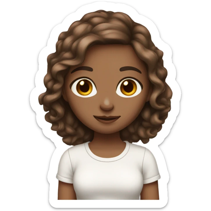 5 Girls white skin brown hair brown eyes sticker