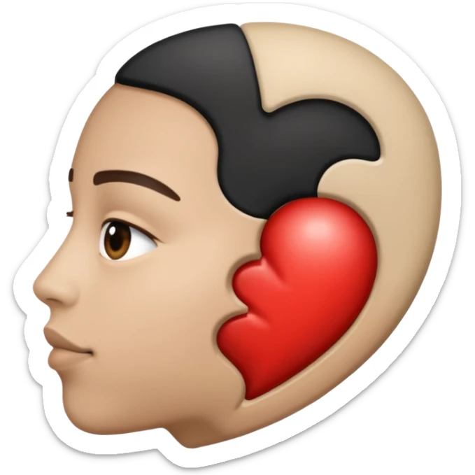 Half of his heart is black and the other half is white. sticker