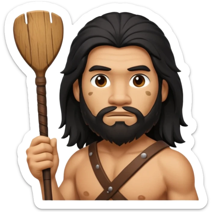 CAVERNÍCOLA con su palo en la mando y recargado en el hombro  sticker