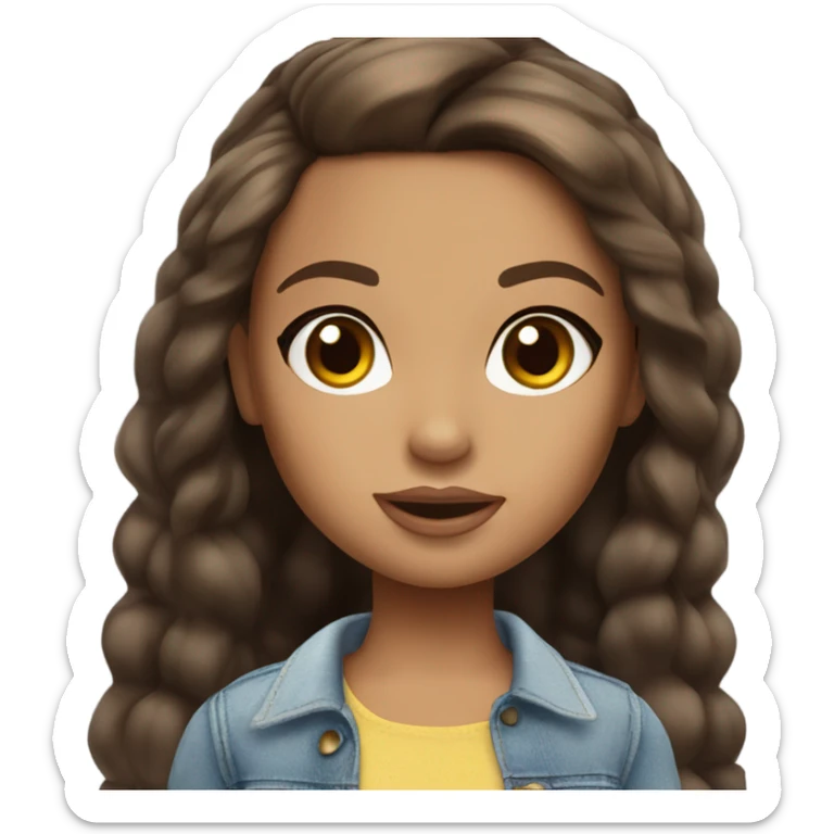 Yasmin Bratz doll with brown hair, hazel eyes and freckles ￼ sticker