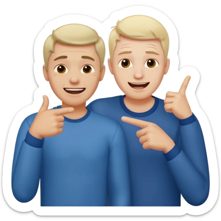 2 homme, un triste et l'autre qui le pointe du doigt en rigolant sticker