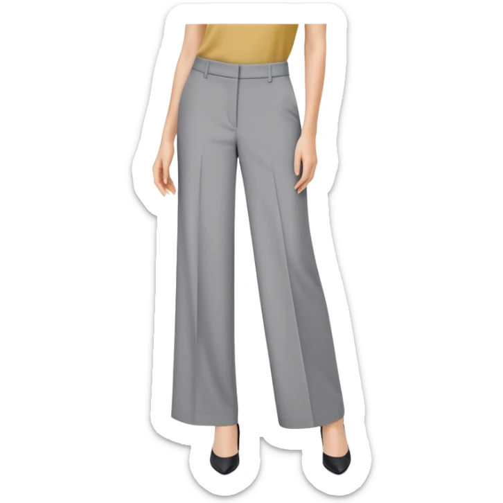 petite gray wide leg tailored pants, shorter ankle length, dress trousers, flat lay isolated garment only, no model, no human, plain white background sticker