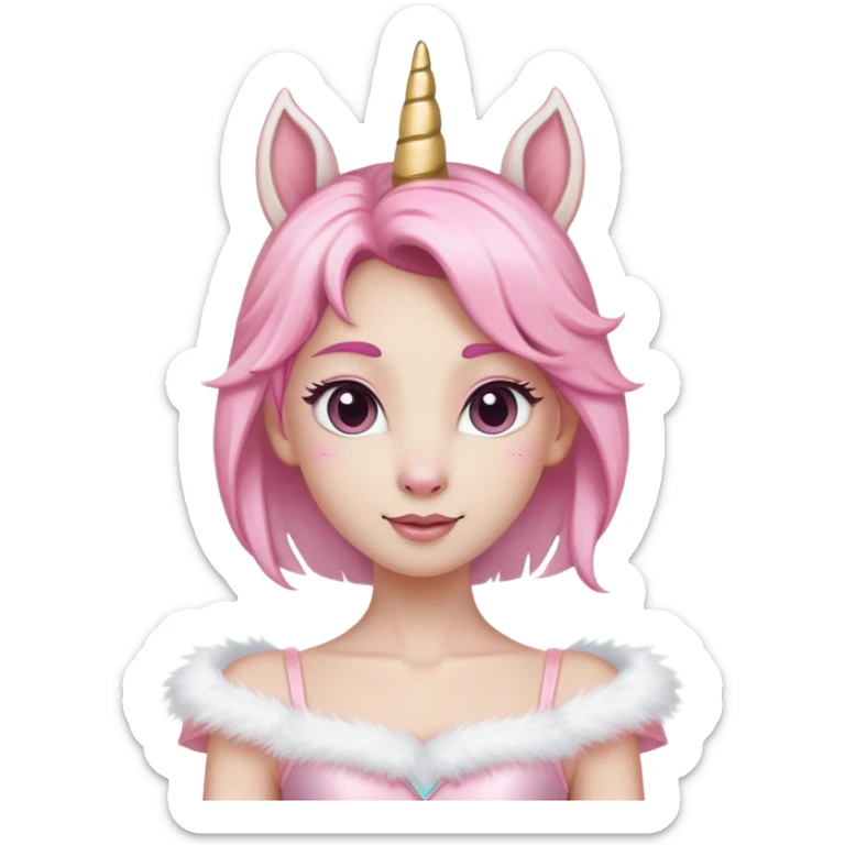 anthropomorphised female unicorn ballerina, head and shoulders, straight on, relaxed pose sticker