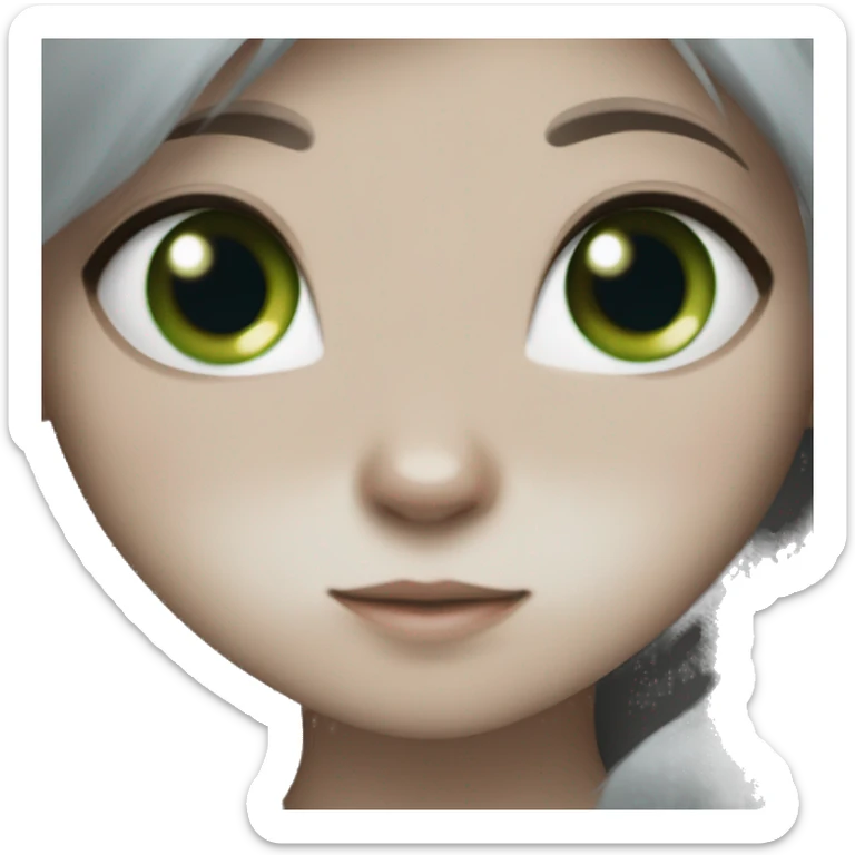 blue eyes grey kitten and brown hair green eyes girl hugs sticker