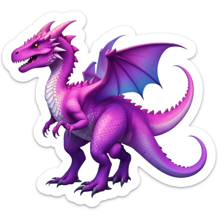 Cool Edgy Purple-pink-white-gradient ethereal badass Dinosaur-Dragon-animal-creature full body  sticker